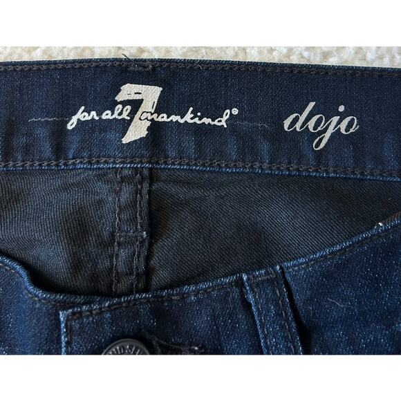 7 For All Man Kind Dojo Jeans Women's Dark Wash Flare Low Rise Size 27 - Picture 6 of 10